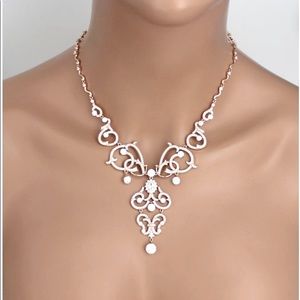Silver Statement Bridal/Prom Necklace with Back Pendant